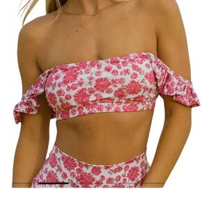 Albion xxl Athena Bella crop top Pink and White Floral Swimwear